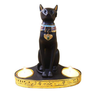Ancient Egyptian Cat Statue Candlestick