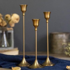Bronze Tall Candle Holders Set
