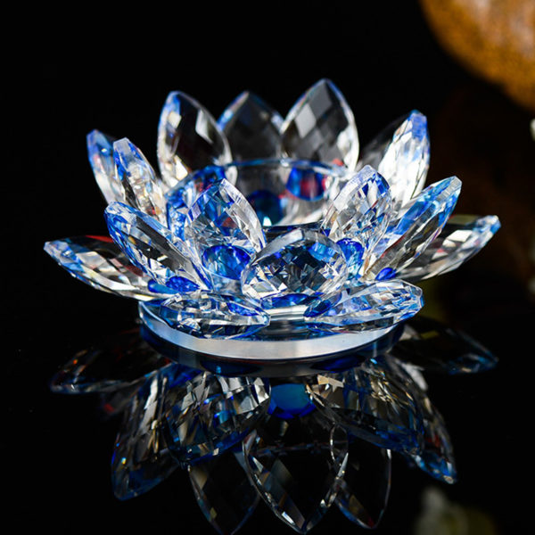 Crystal Lotus Candle Holder,crystal lotus tealight holder,crystal flower candle holder,crystal lotus candle holder wholesale,blue lotus candle holder