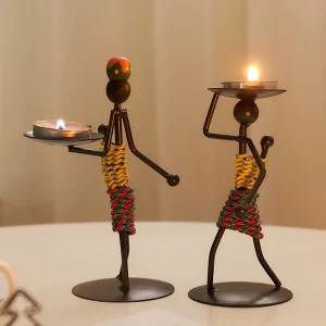 Abstract figure metal candlestick holders