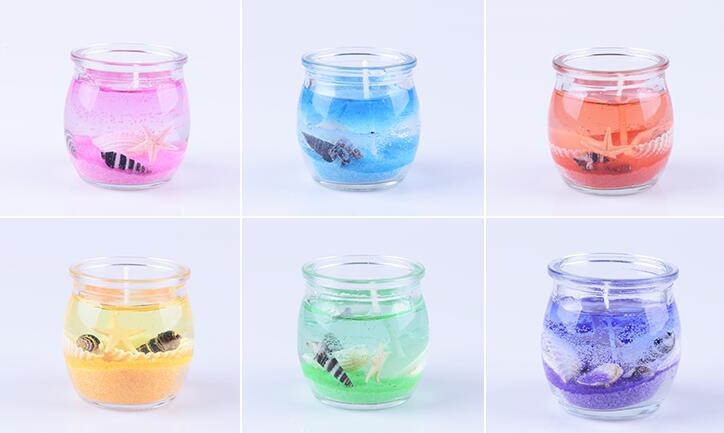 Pragmism Clear Gel Wax Candle Jar with Ocean Shells