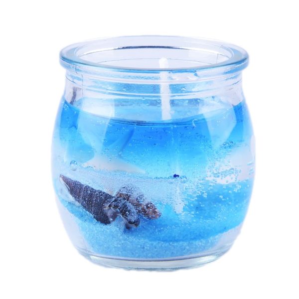 Pragmism Clear Gel Wax Candle Jar with Ocean Shells